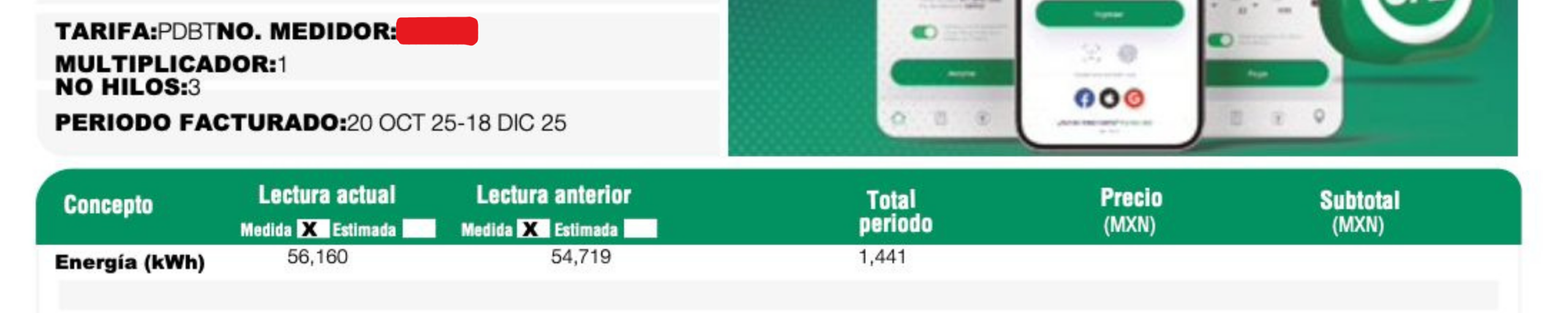Ejemplo de dónde encontrar consumo