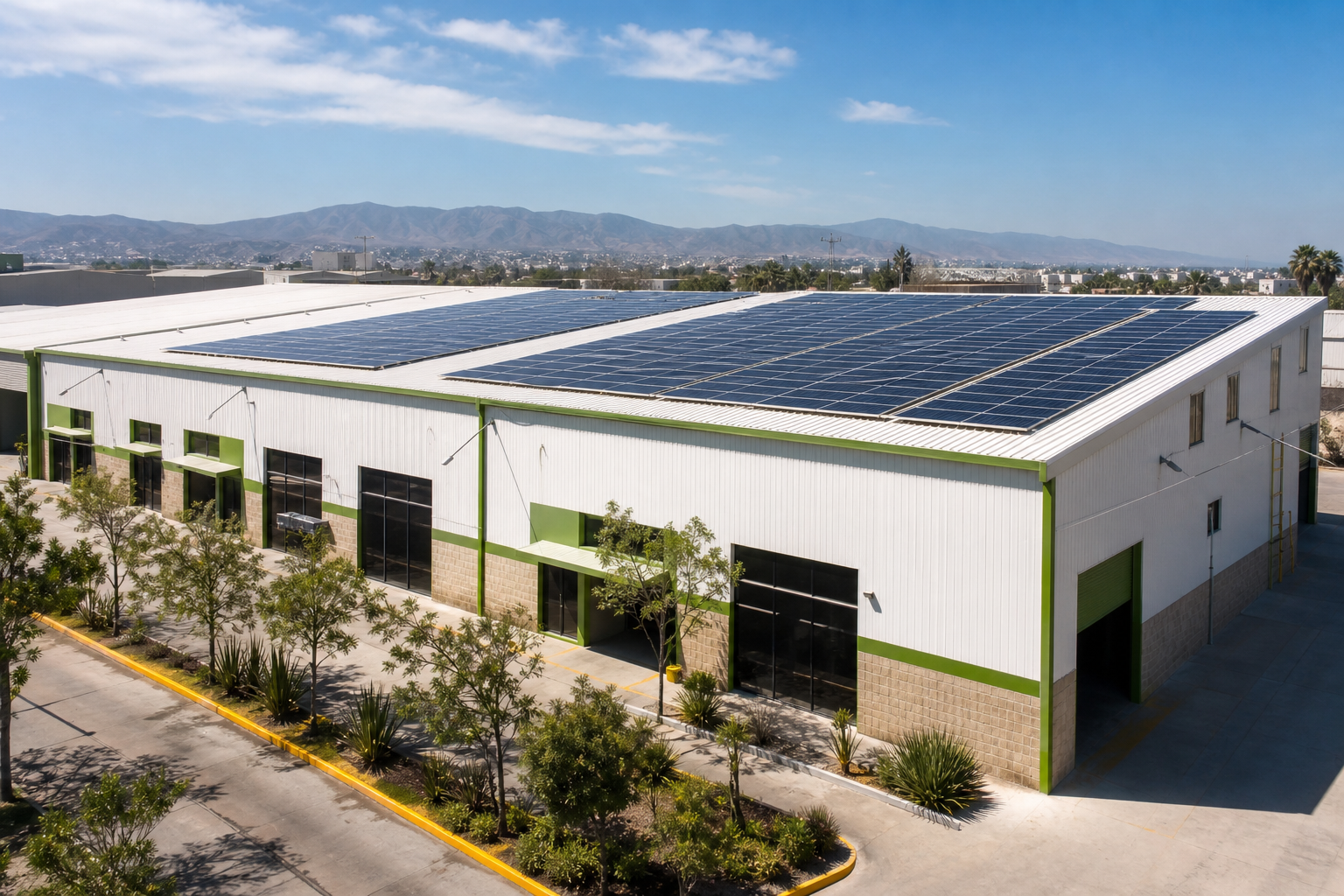 Paneles solares financiados en negocio e industria ligera en México