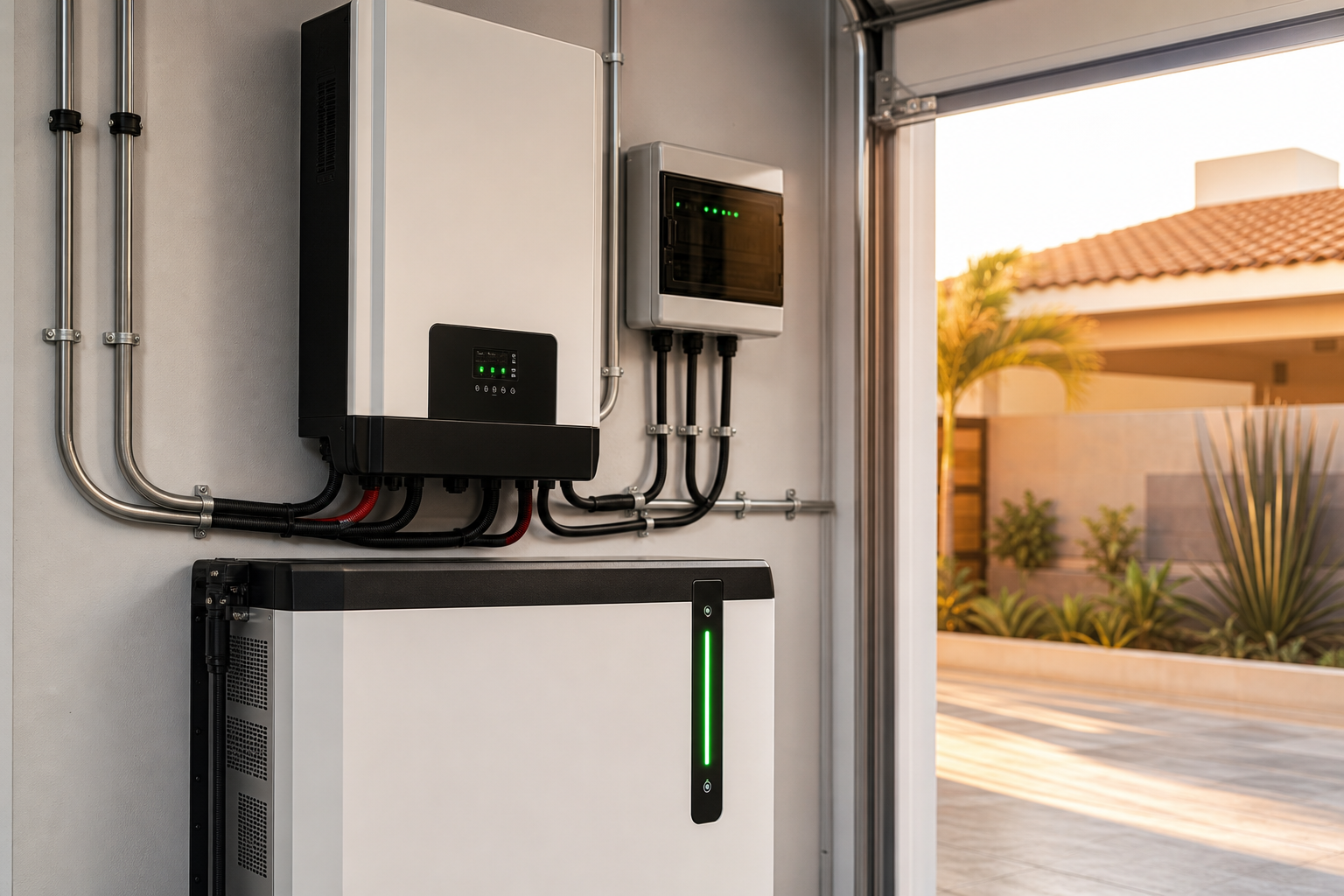Sistema híbrido de paneles solares con batería en hogar de Guadalajara