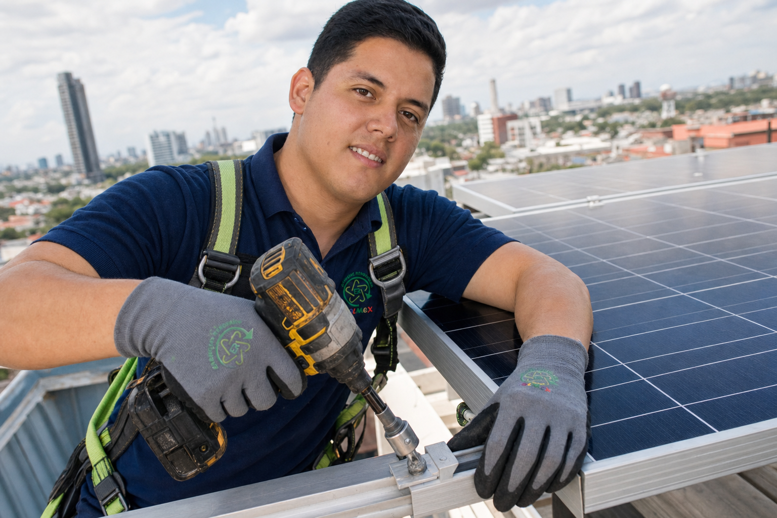 Instalador Colmex fijando clamps en Tlaquepaque